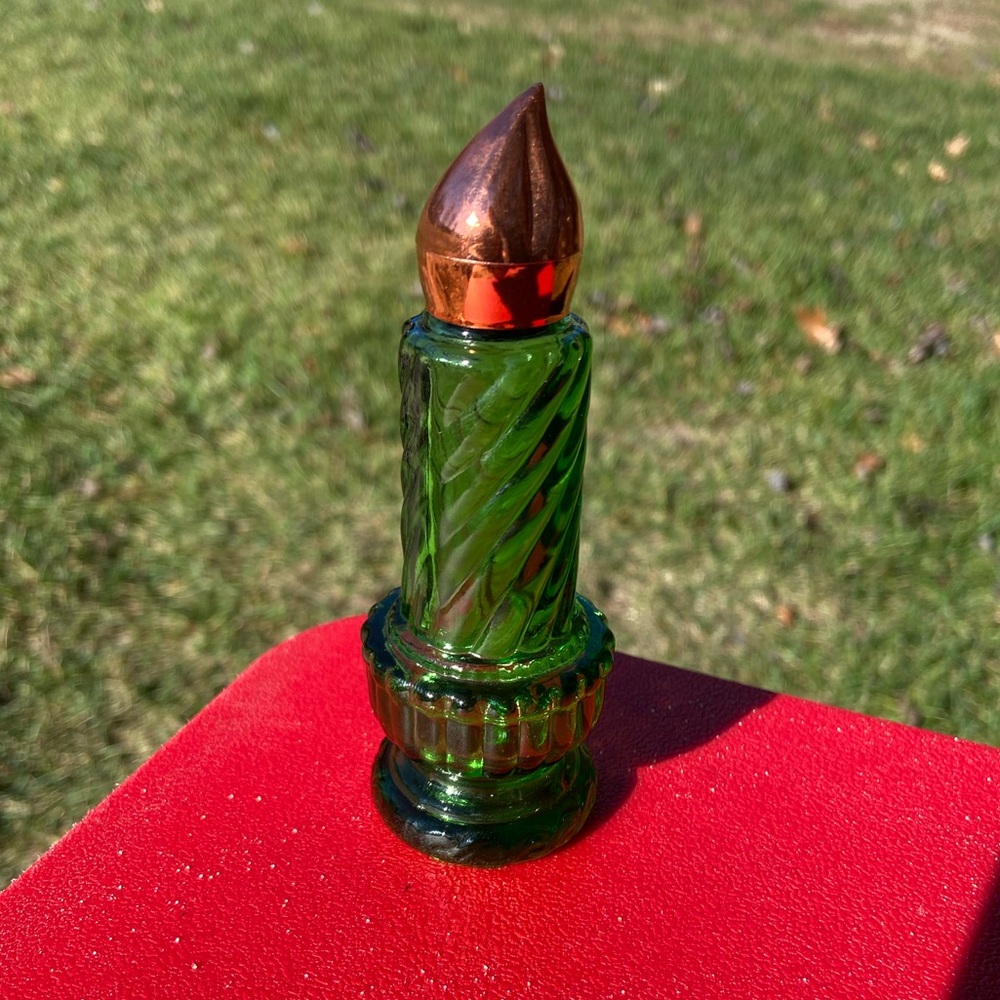 Avon Green Glass Candle